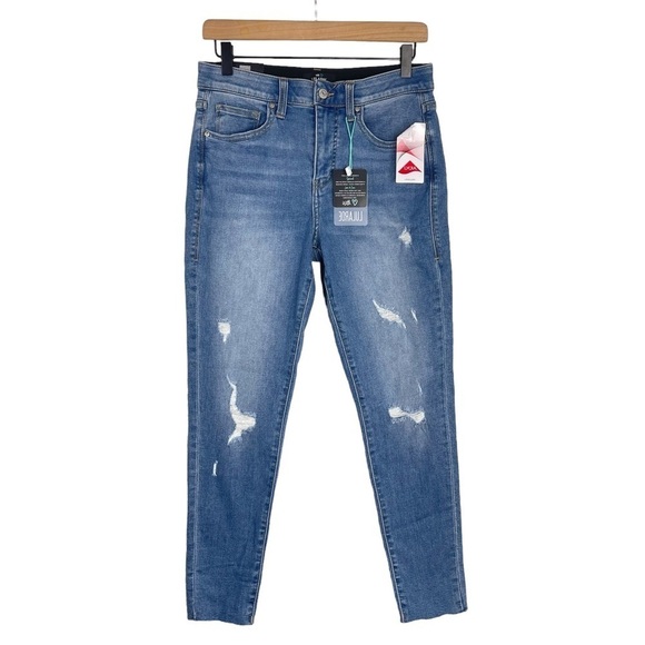 NEW LuLaRoe Skinny Jeans 28 NWT Distressed High Rise Raw Hem Stretch Denim Blue - Picture 1 of 10